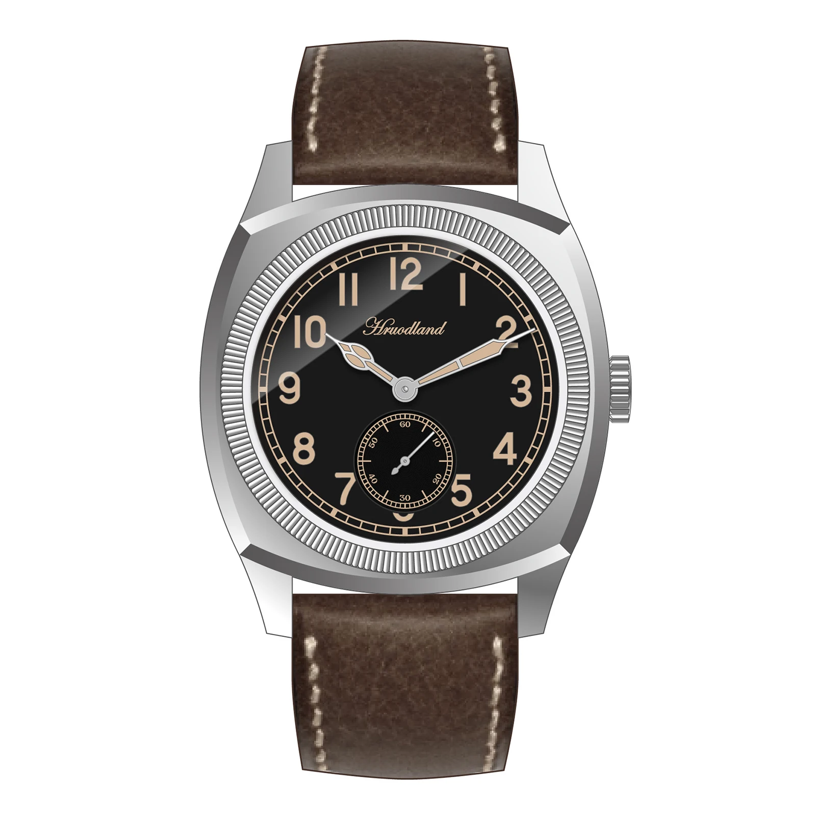 Hruodland F018 Classic Automatic Dress Men\'s Watches Spphire Galss Seagull ST17 Mechanical Stainless Steel Wristwatch for Male