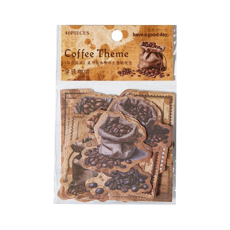 Journamm 30pcs/pack Vintage Coffee Theme Stickers DIY Scrapbooking Materials Deco Jounk Journal Collage Stationary Craft Sticker