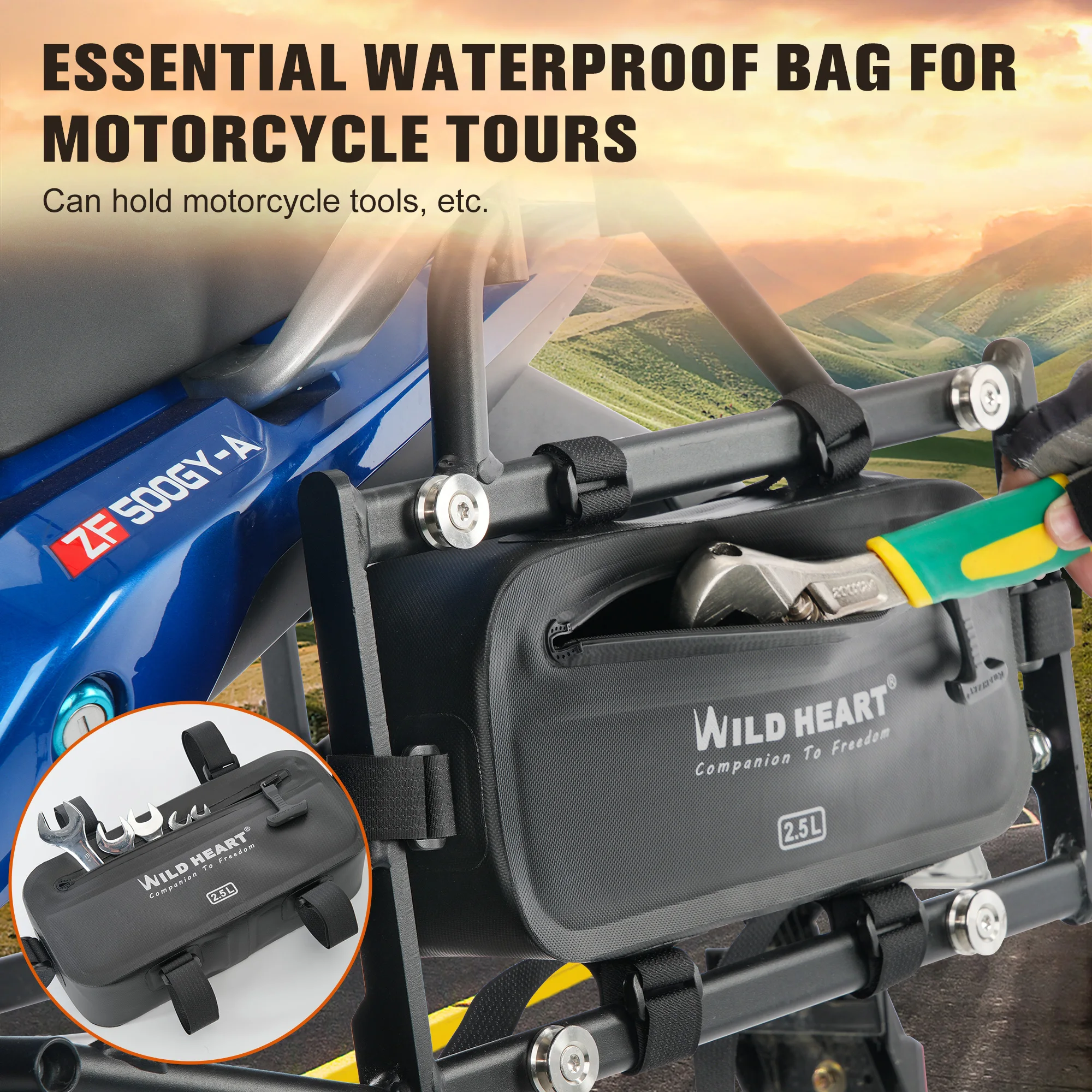 

WILD HEART Motorbike Side Rack Hanging Bag TPU Waterproof Tool Bag Luggage for Daily Commute & Travel