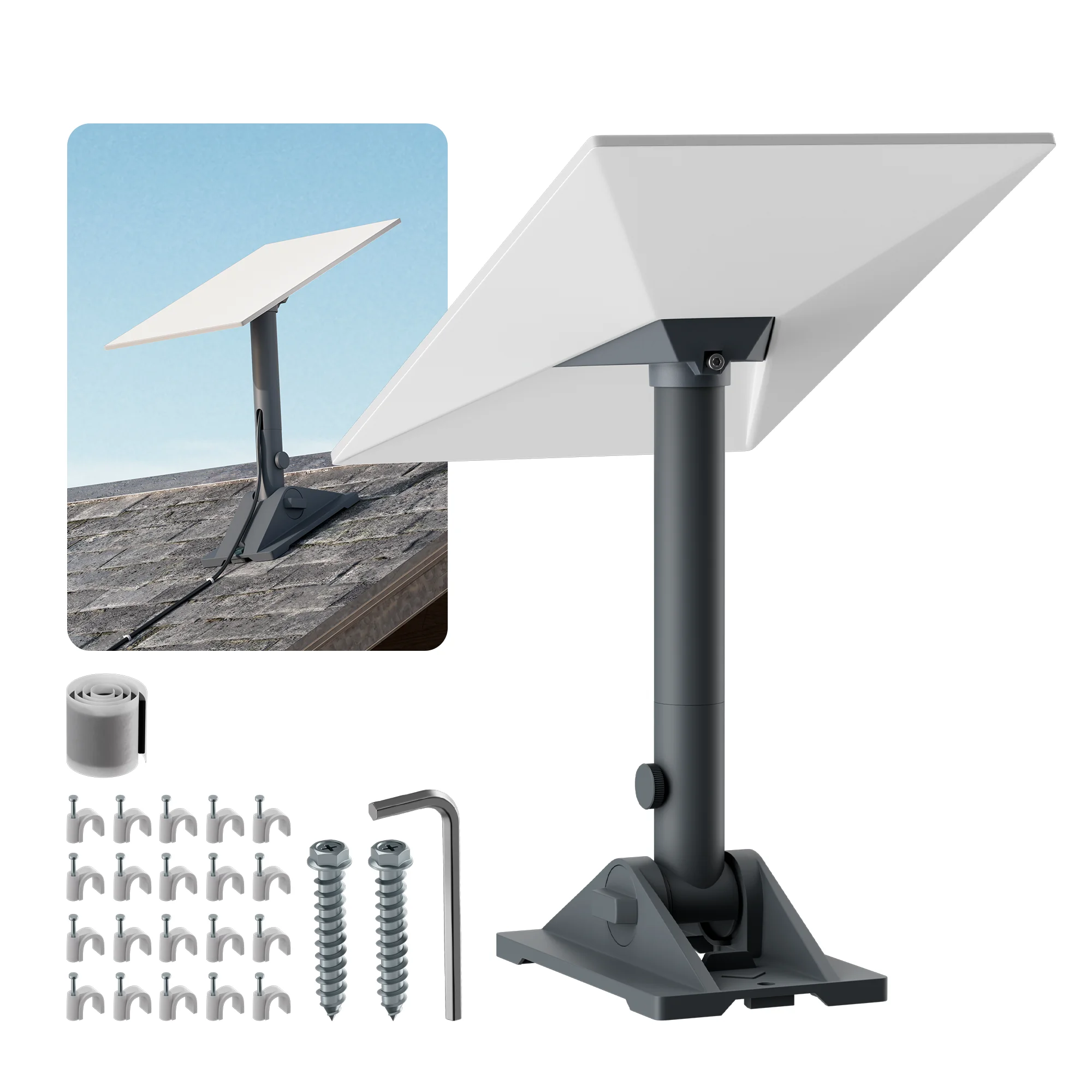 Starlink Roof Mount, Starlink Standard 4/Gen 3 Pivot Wall Mount Aluminum Base Original House Mounting Kit