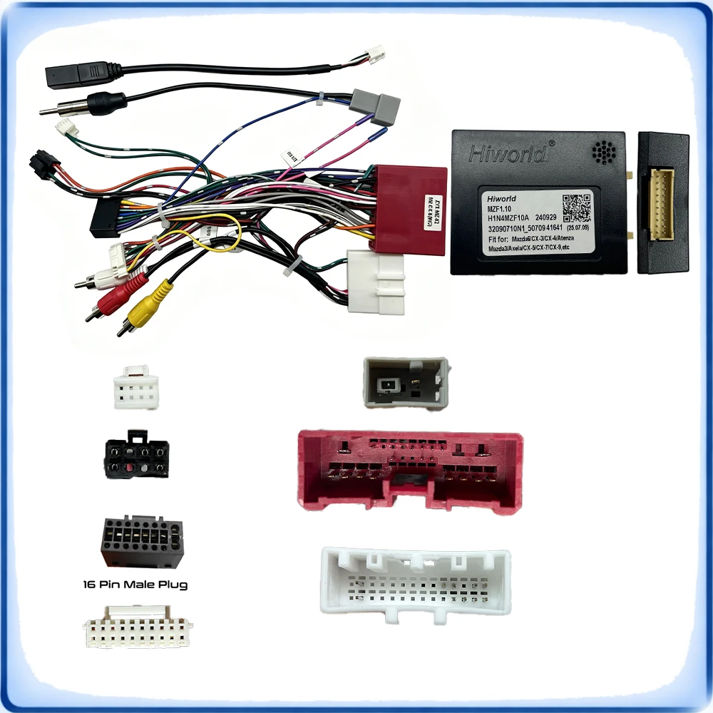 Car Accessories 16-Pin to 24-Pin Radio Wiring Harness with CANBUS Decoder for Mazda CX-5 2014-2016 High Trim