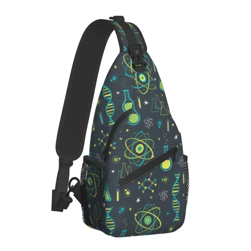 Midcentury Modern Science Sling Crossbody Backpack Men Custom Chemistry Biology Chest Shoulder Bag for Traveling Daypack