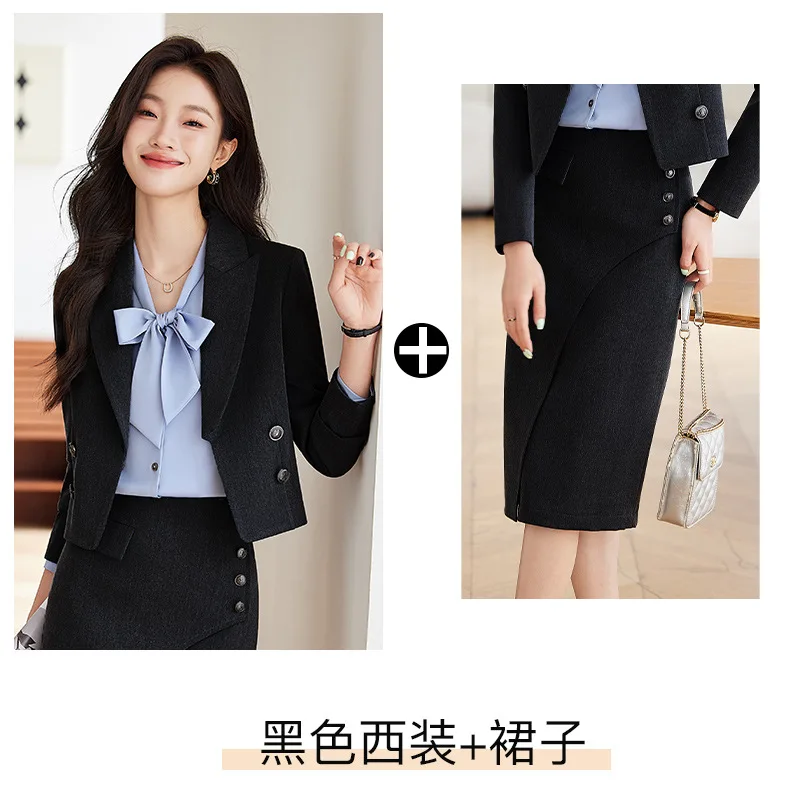 Gray Professional Suit for Women2024New Style Interview Commuting Formal Wear Petite Suit Dress Set