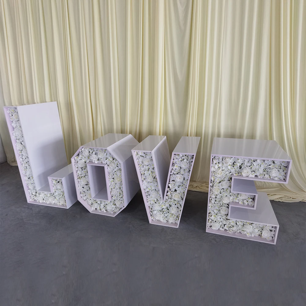 Manufacture Price White acrylic love letter filling flowers boxes