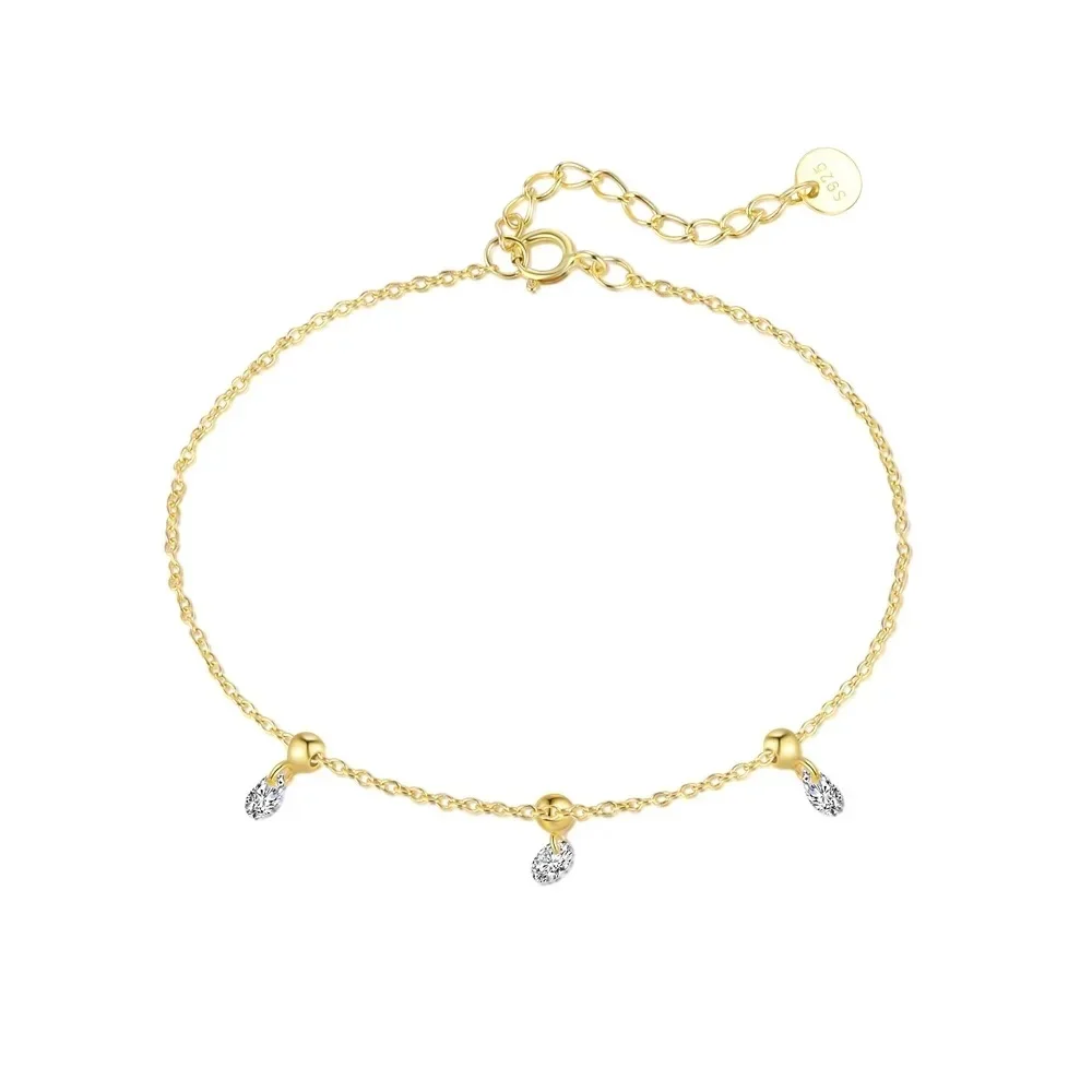 

SOFTPIG Real 925 Sterling Silver Water Drop Hollow Zircon Bowknot Charm Bracelet for Women Cute Fine Jewelry 18K Accessories