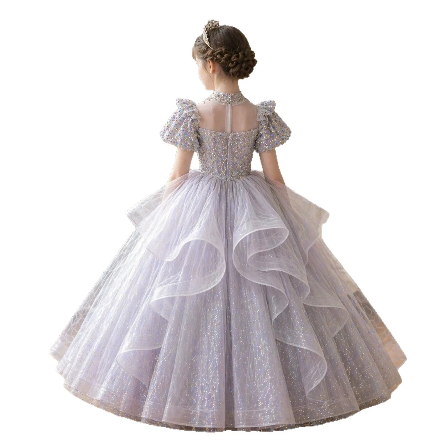Custom JDY High Flower Girl Dress Wedding Party Gown Birthday Pageant Dress for Kids Formal Evening Party Gown فساتين اطفال