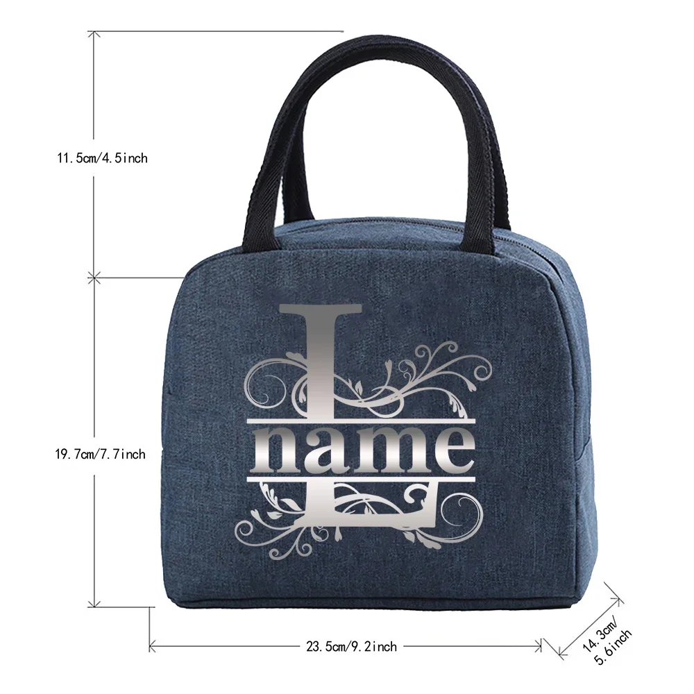 Personalized Customization Name Portable Blue Lunch Bag Office Bento Bag Picnic Food Bag Customized Product