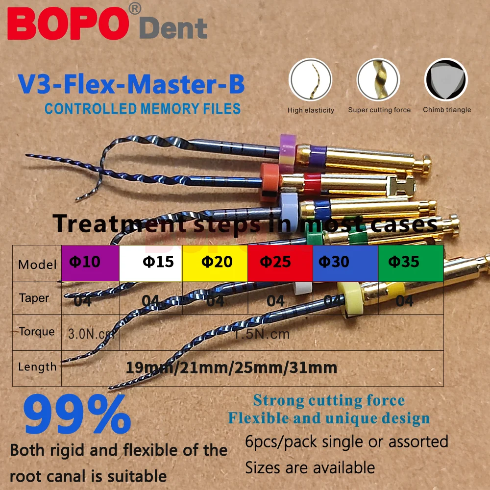 Dental BlueFlexible Files Endo Rotary Files Golden Endodontic Files 19/21/25mm Nickel Titainium Dentistry Root Canal Material