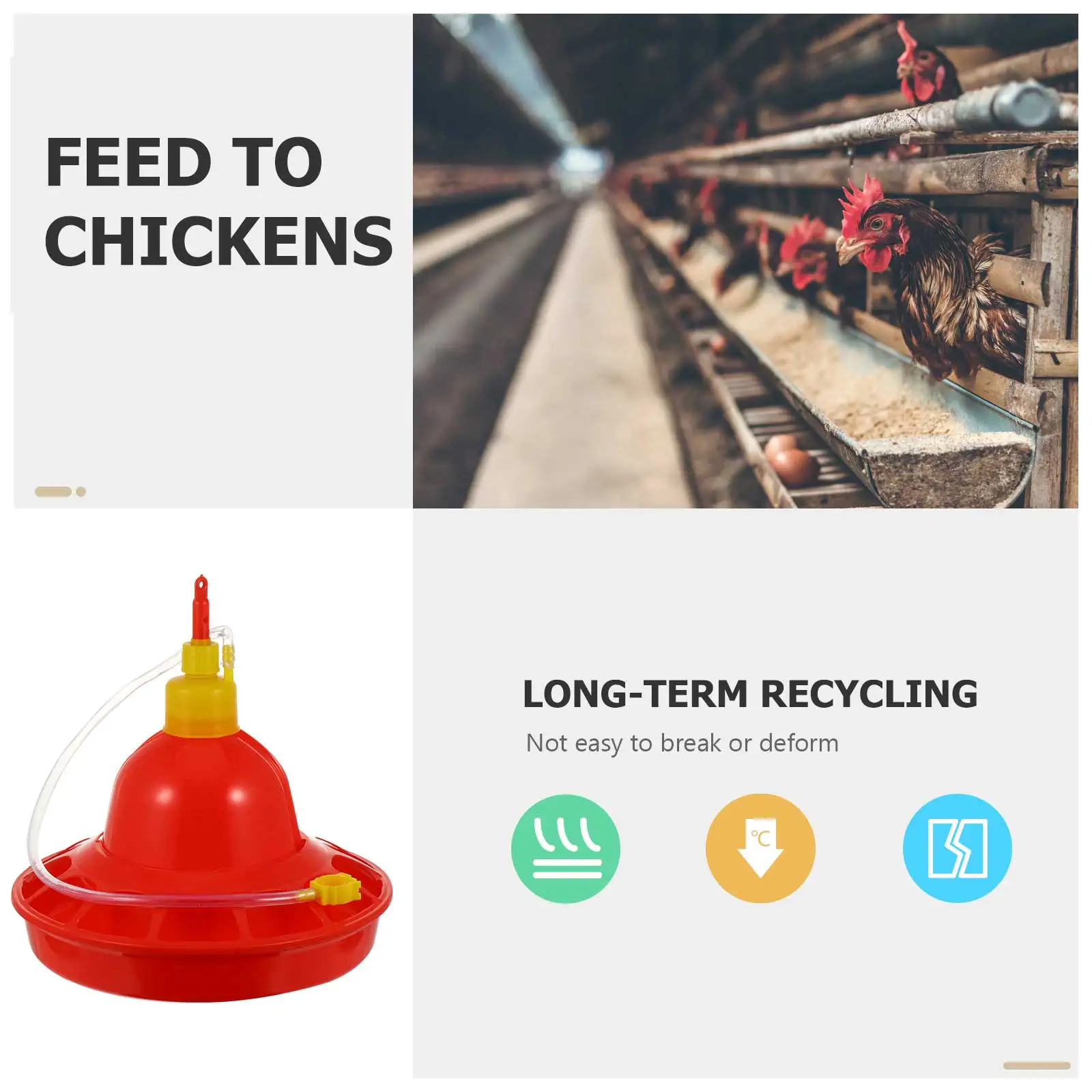 

Automatic Poultry Water Feeder Chicken Duck Goose Drinking Bowl Durable Heat Resistant Farm Home Use Safe Convenient