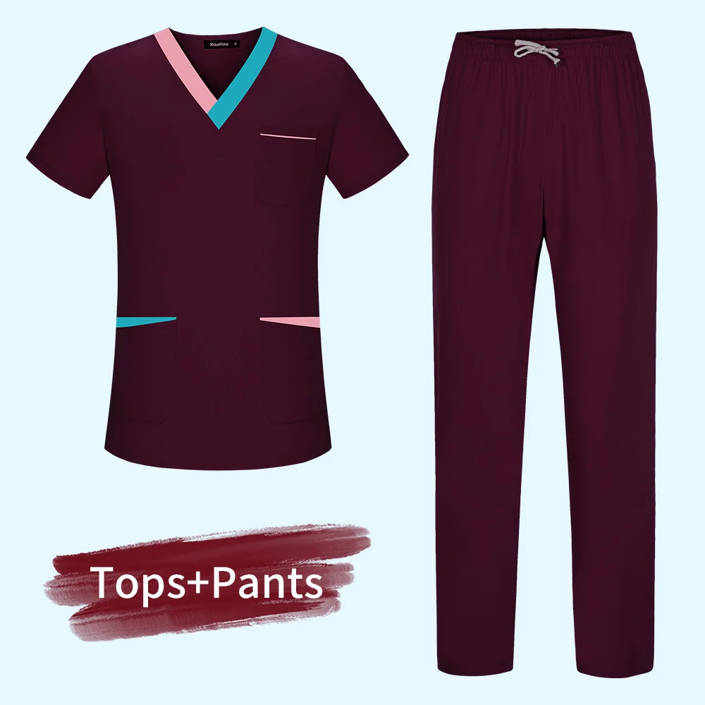 

Short-sleeved Pharmacist Uniform Hospital Nurse Shirt Medical Uniform Operating Surgery Workwear Dental Clinic Clothes Tops Pant