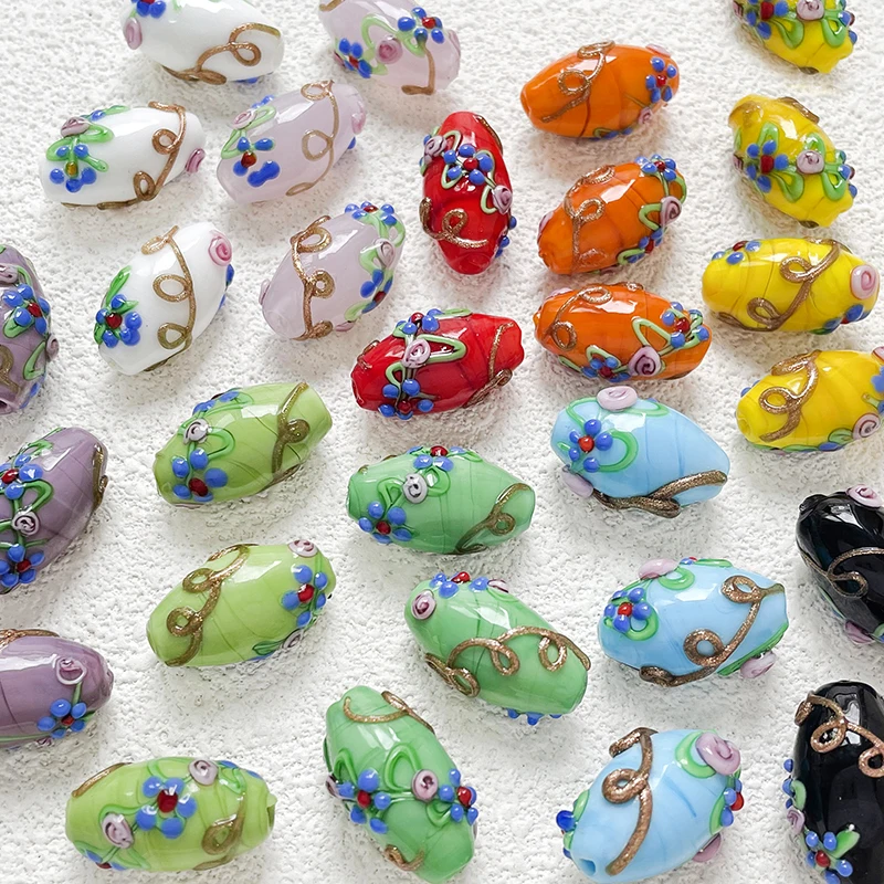 14x22mm Hand drawn new Chinese style printed glass beads DIY handmade jewelry bracelets necklaces bead accessories materials