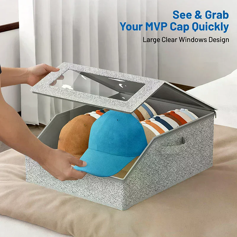 

Clear Hat Storage Box Hold Up To 24 Baseball Caps Sturdy Cardboard Hat Organizer For Closet Bedroom Home Hat Arrangement Case