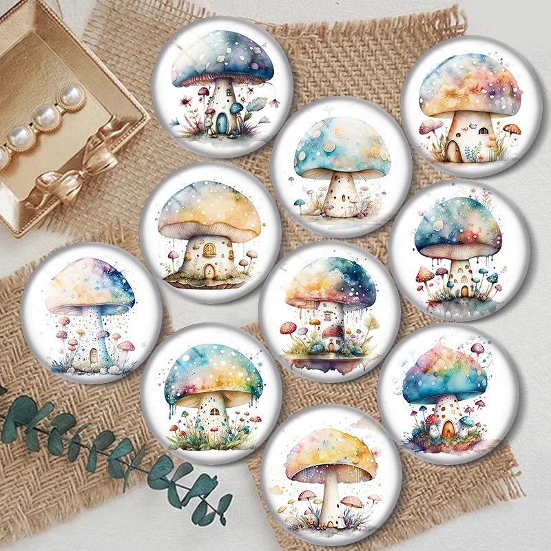 

Magic Mushroom House 10pcs 12mm/18mm/20mm/25mm Round photo glass cabochon demo flat back Making findings