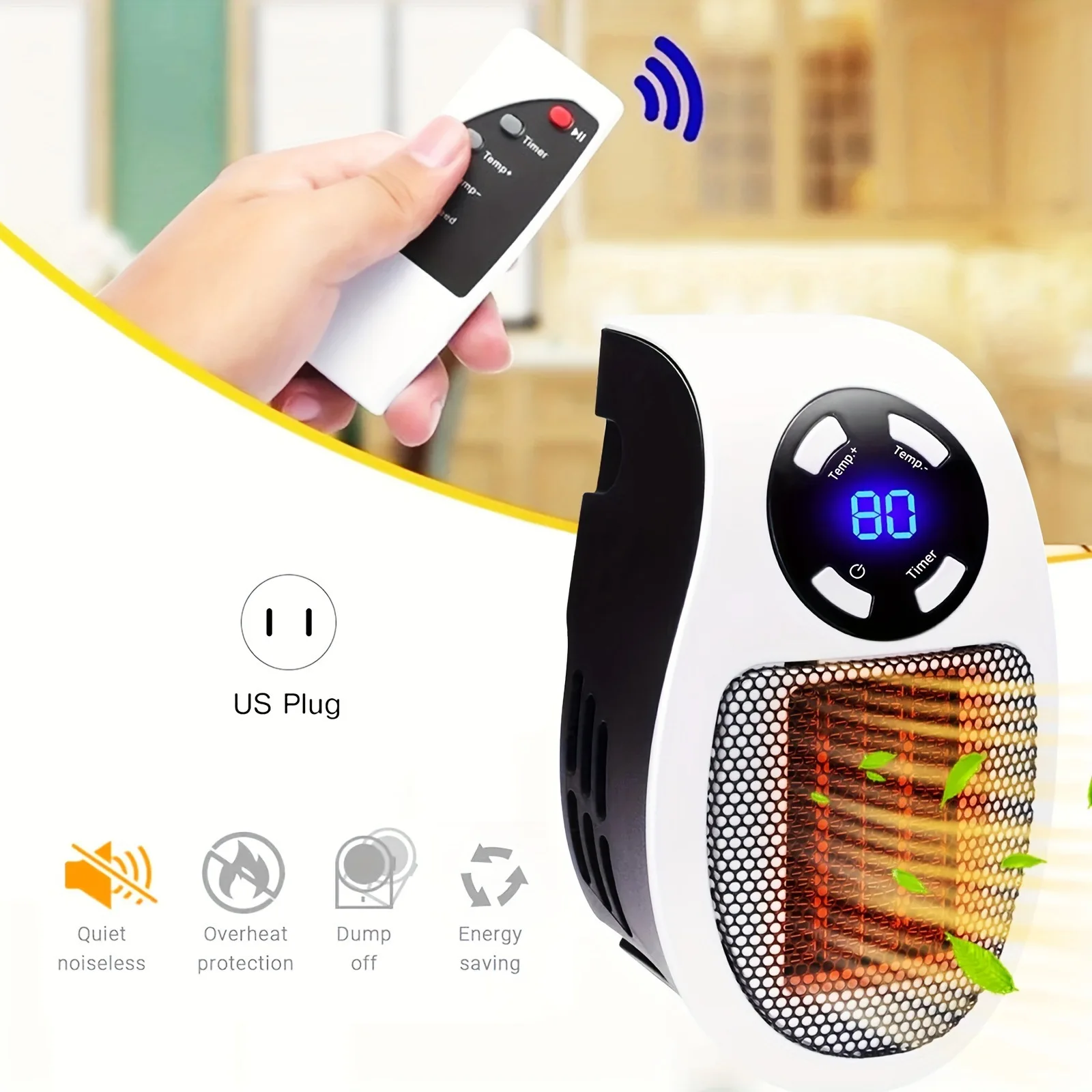 heating radiator wall heater 500W Portable Electric Heater Us Plug in Wall Room Heater Home Appliance Heating Remote Warmer