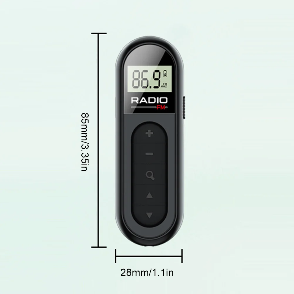Mini rádio fm de bolso recarregável walkman rádio com luz de fundo display lcd 3.5mm fone de ouvido jack para conferência guia turístico corrida