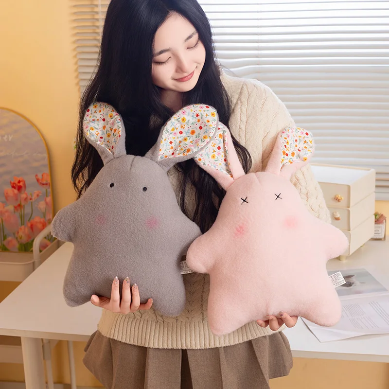 

45cm Cartoon Long Ears Rabbit Plush Doll Soft Pillow Colorful Floral Rabbit Stuffed Animal Home Decoration Gift For Children
