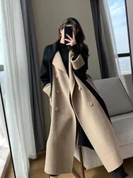 Women's Long Woolen Coat Double-Faced Velvet 2240 Pounds Winter Fashion Sweet Style Suit Collar plus Size Coat