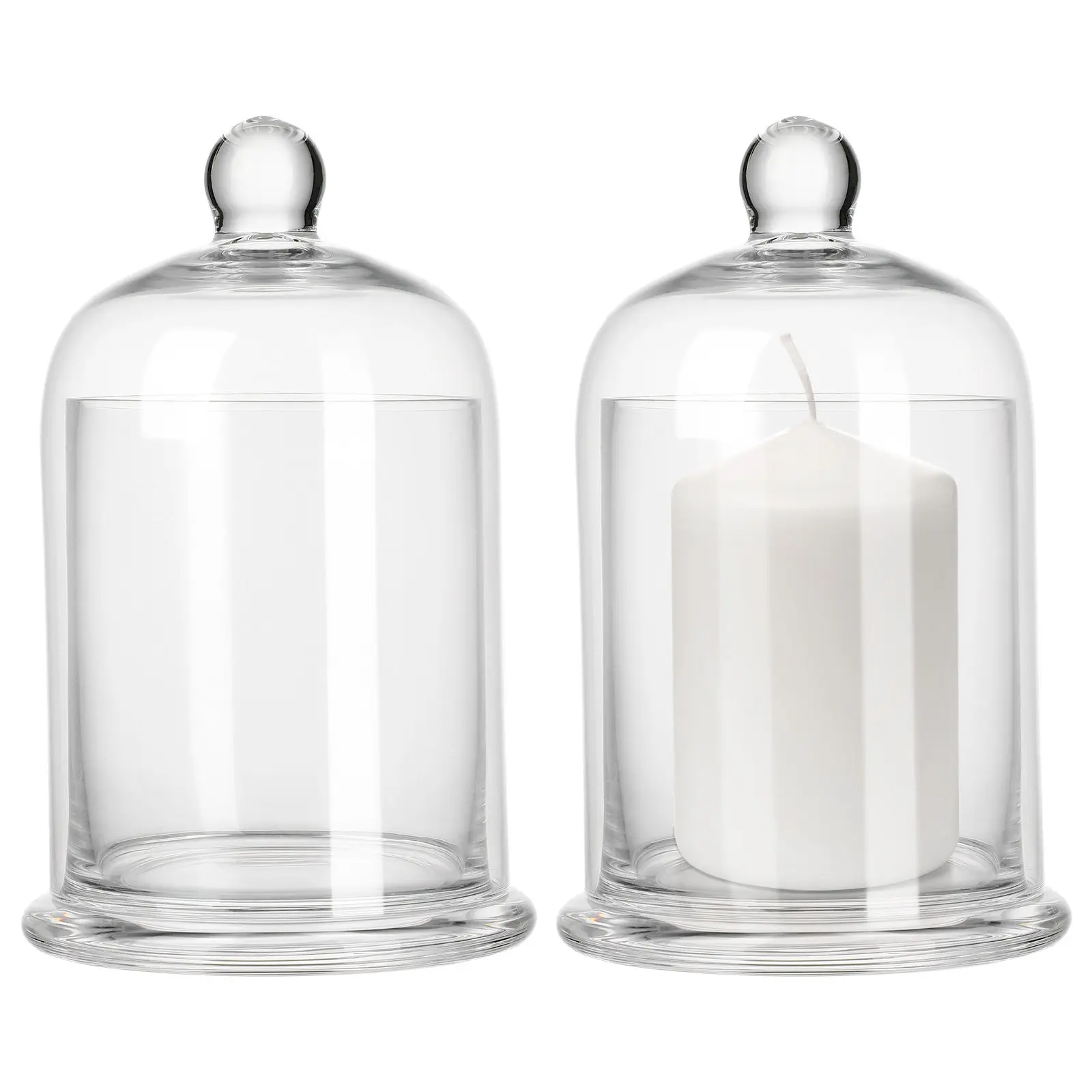 Glass Bell Jar Holder 2 Sets Decorative Display Cup for Home Wedding Party Anniversary Table Decor