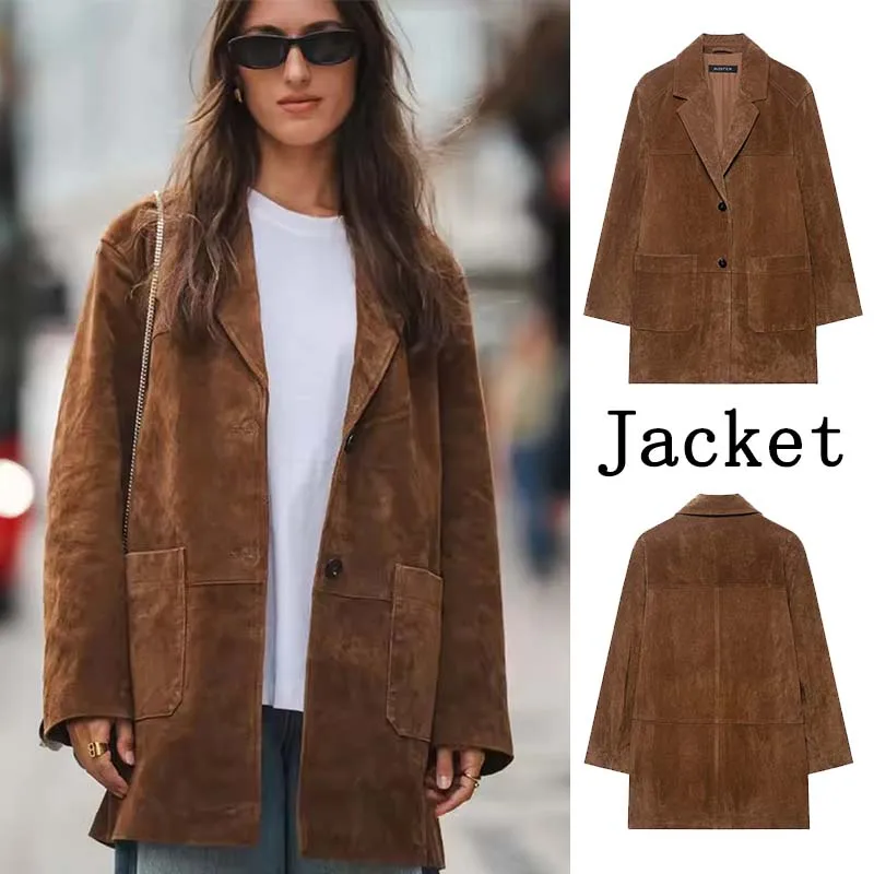 

Women's Jackets 2025 Autumn Winter New Fashion Laple Long Sleeves Button Decoration Jacket Female High Street Elegant New Coats