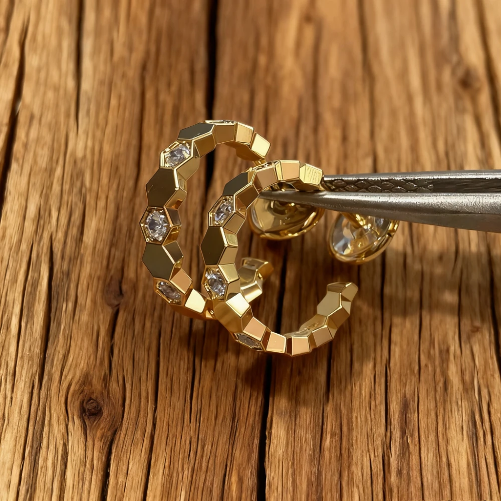 

High-Quality Fashion Jewelry Pave AAA Zirconia Honeycomb Stud Earrings Sets For Women Fashion Jewelry Party Gift