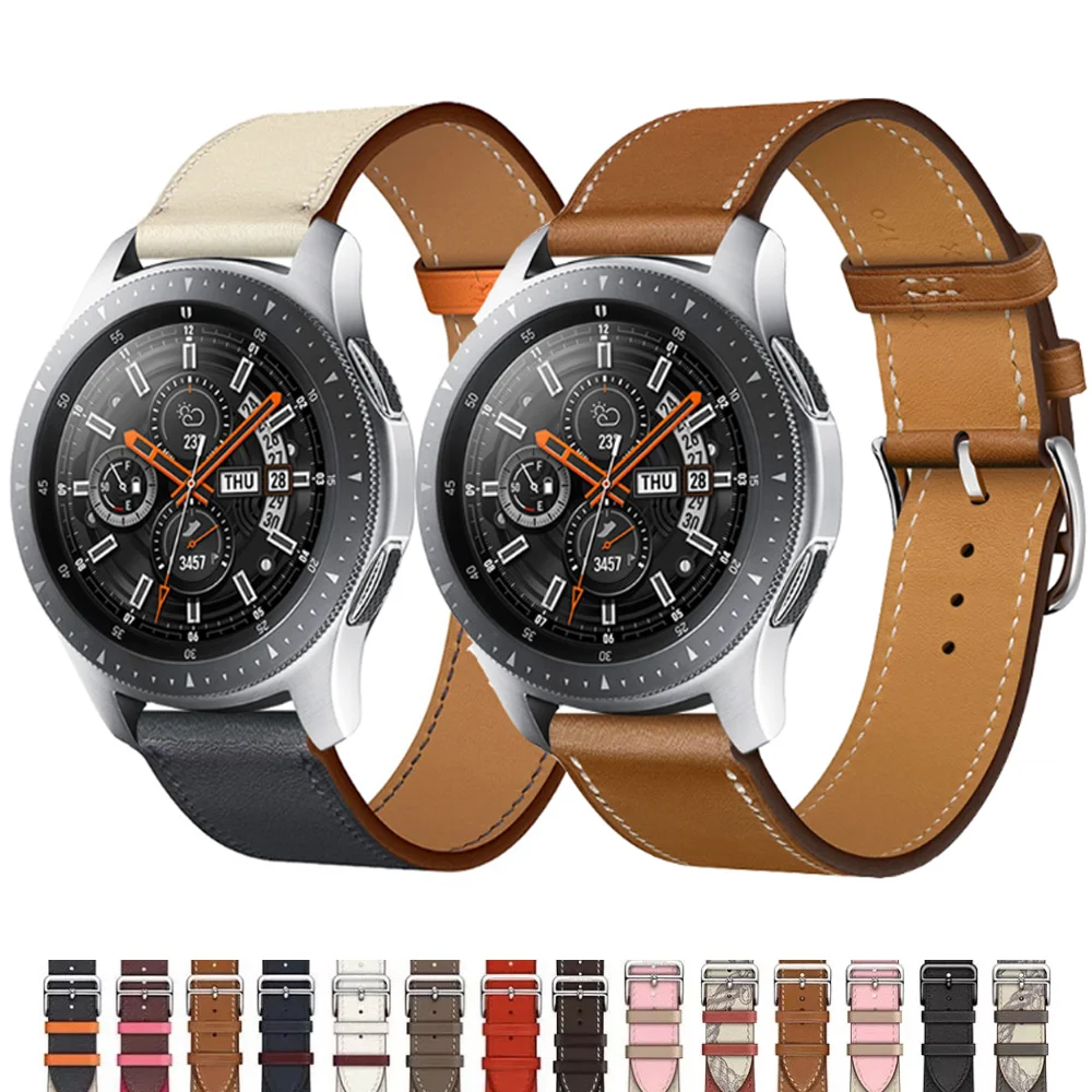 

22/20mm Leather strap For Samsung Galaxy 3/4/5 Gear S3 Huawei watch GT 2/3 Pro High quality business wrist band For Amazfit GTR