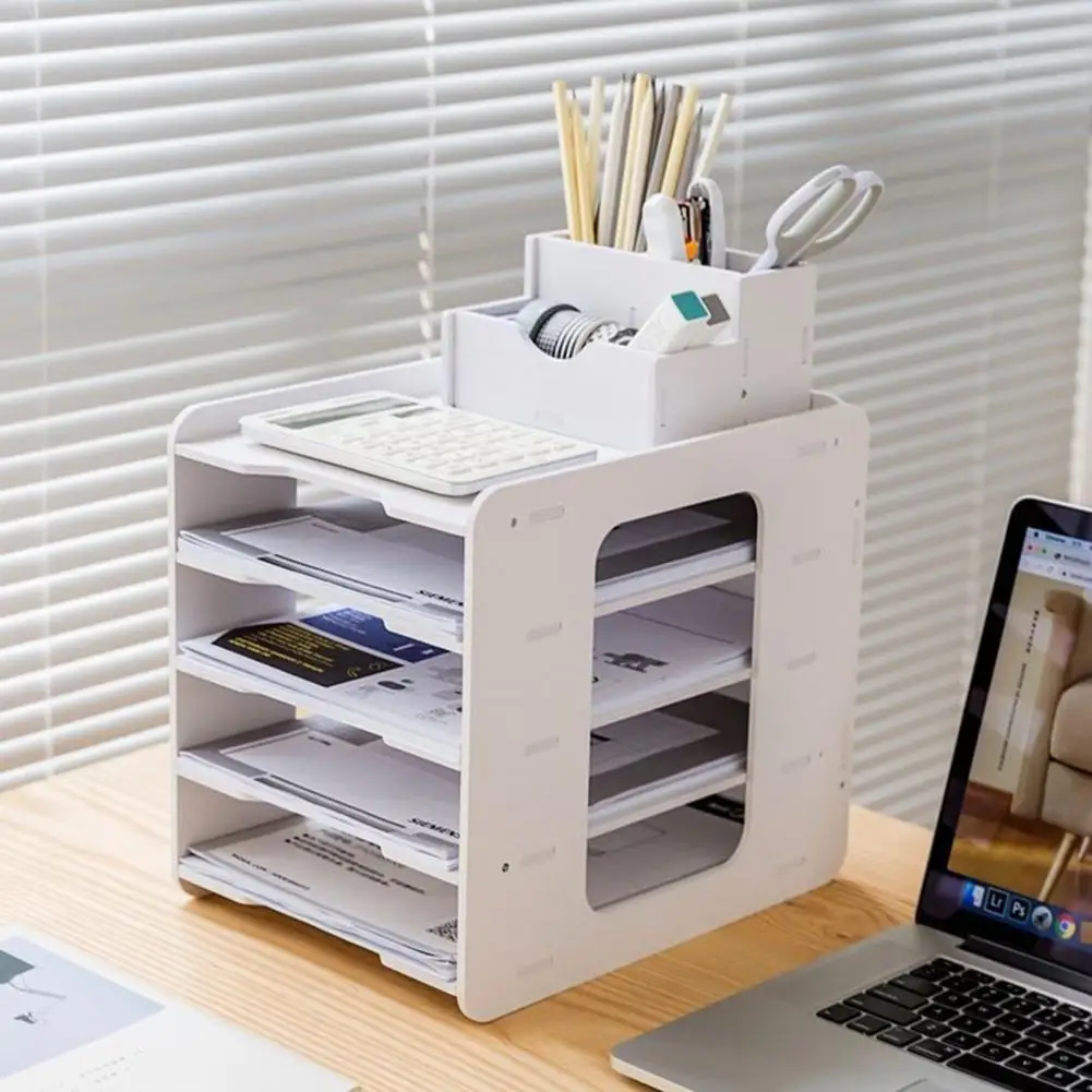 A4 Paper Storage Organizer Multi-layer Desktop File Storage Rack with Capacity Easy Assembly Organizer Holder for Office