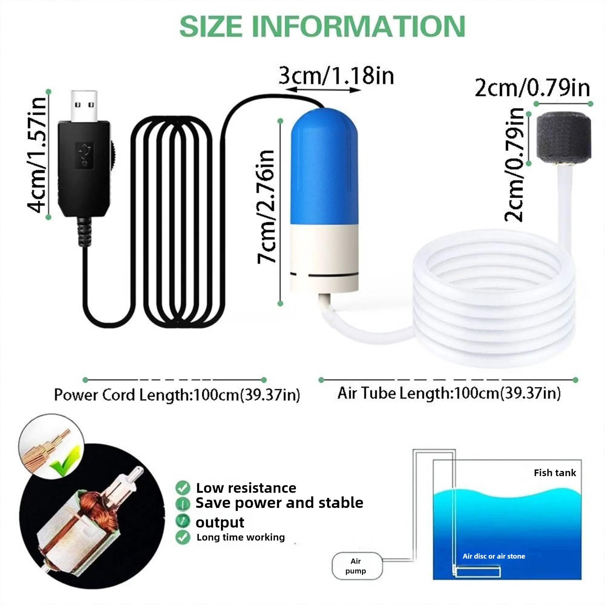 Verstelbare snelheid Aquarium Zuurstof Luchtpomp USB Opladen Draagbare luchtcompressor Beluchter Antislip Ultrastille zuurstofbeluchter