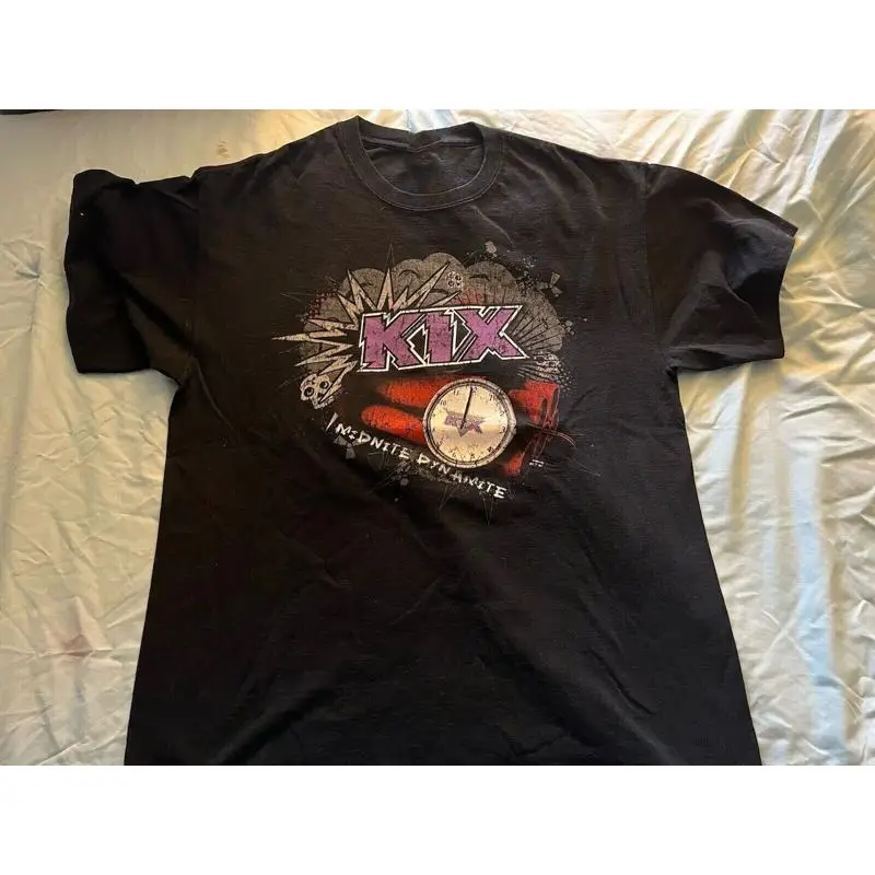 

Классическая черная хлопковая футболка Kix Band для фанатов