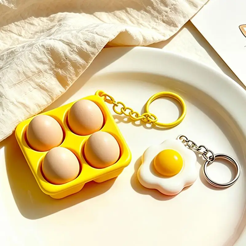 ۞ Mini Gourmet Keychain Decompression Toy Anxiety Relief Toy Fried Egg Burger Sushi Avocado Durian Pendant Bag Backpack Decor