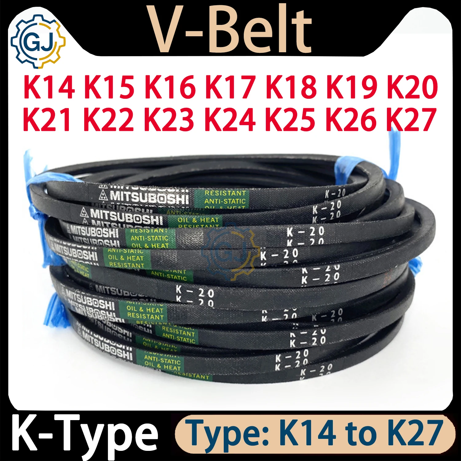 K Type Belt V-Belt K14 K15 K16 K17 K18 K19 K20 K21 K22 K23 K24 K25 K26 K27 Machinery Drive Triangle Belt Agricultural Equipment
