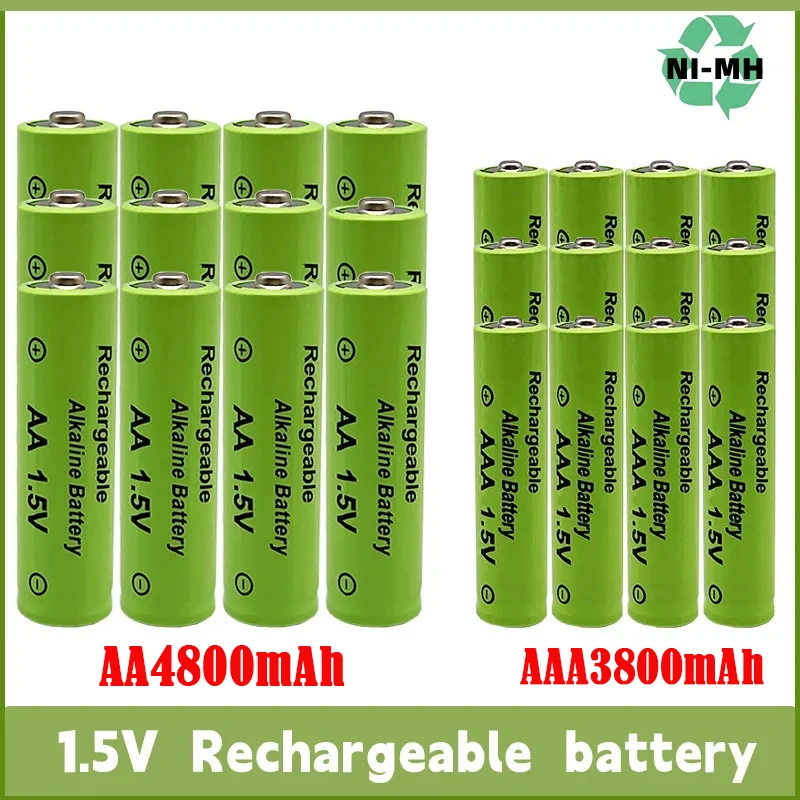 1.5V AA NI MH Rechargeable Battery Alkaline technology AA4800+AAA3800mah For Torch Toys Clock MP3 Player Replace Ni-Mh Battery