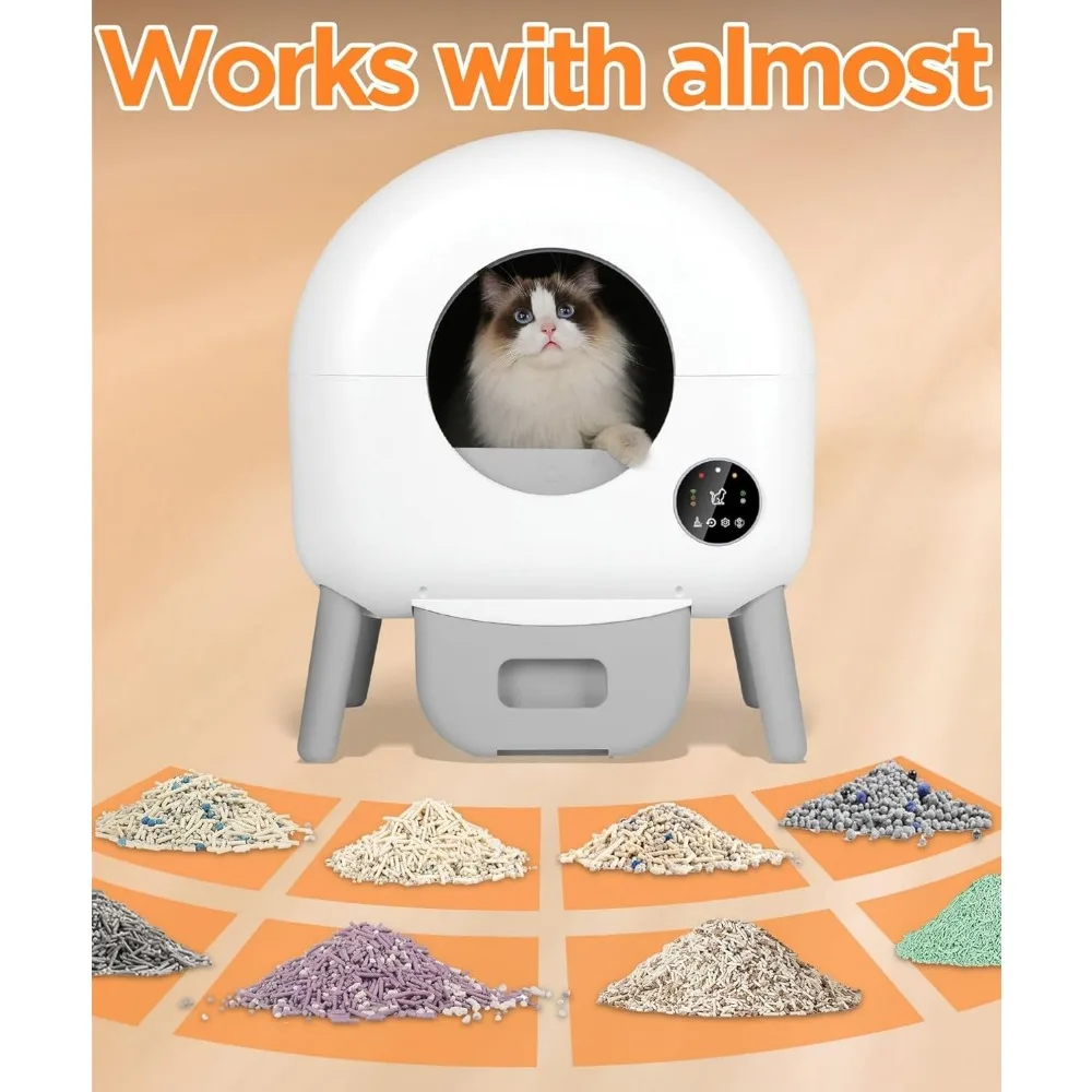 Self Cleaning Litter Box, 100L Large Automatic Cat Litter Box for Multiple Cats, Odor Smart App Control, 8X Safety Protection