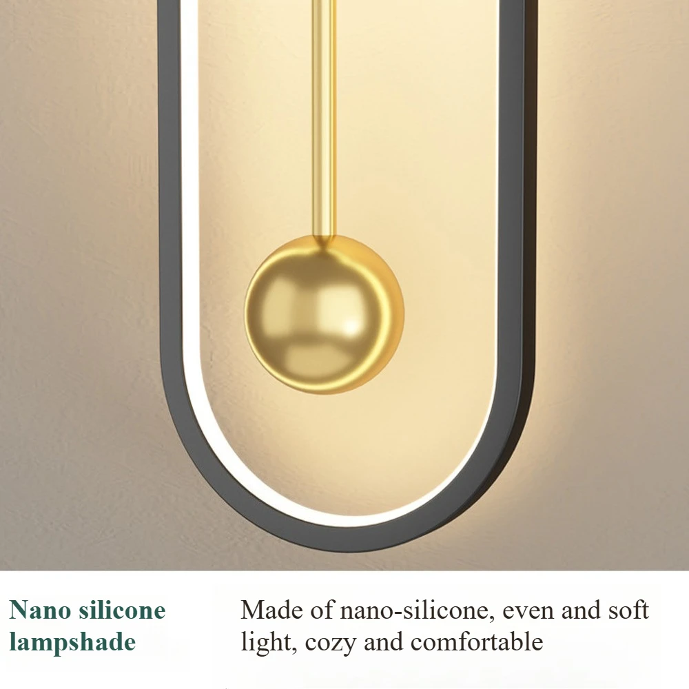 3 Color Dimmable Wall Light, Acrylic, Iron, Modern Geometric LED Wall Sconce for Living Room Bedroom Hallway Decor, Black Gold