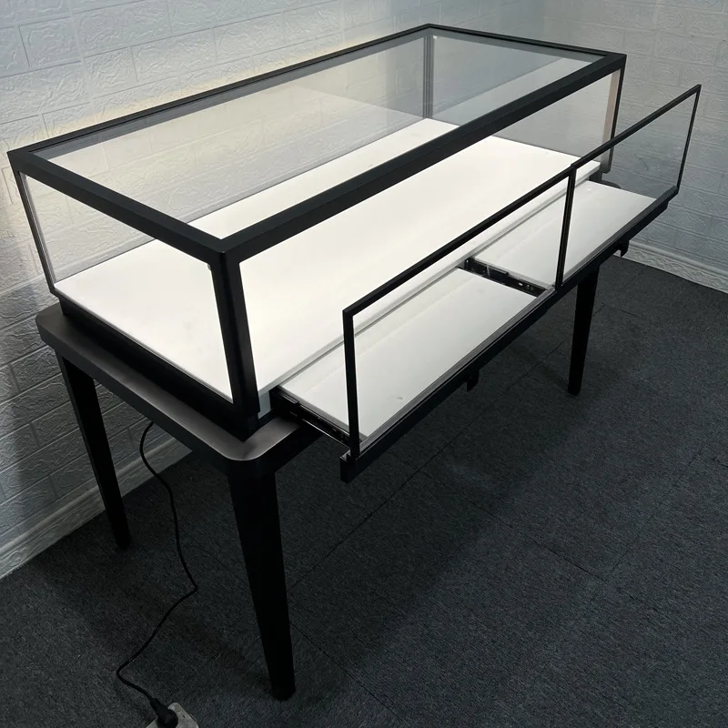 

Jewelry Cabinet Jade Display Shopping Mall Rounded Corner Glass Display Showcase Counter Specialty Cabinet