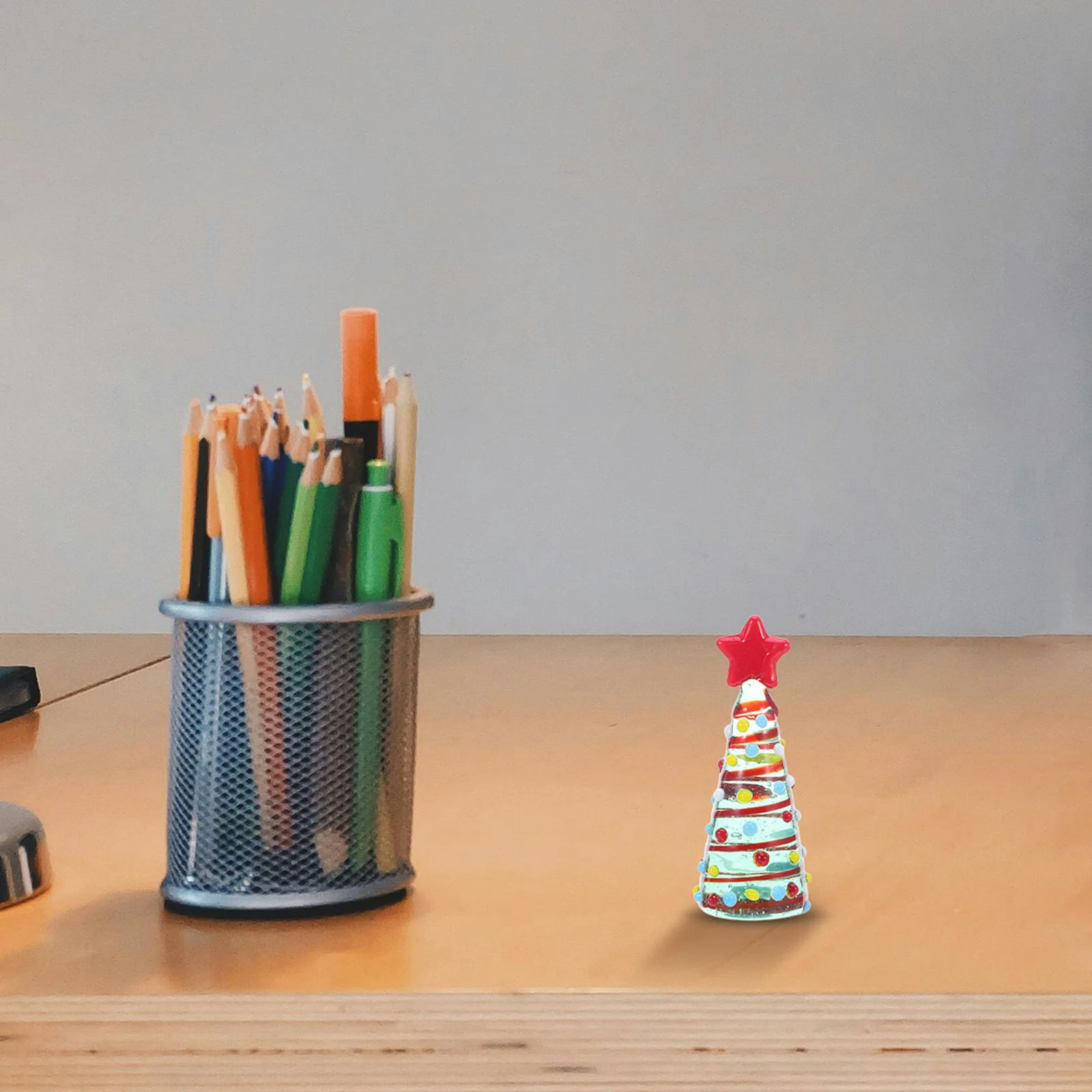 

Blown Glass Crystal Christmas Tree Miniature Holiday Tabletop Ornament Dining Room Decoration Holiday Blown Glass Figurine