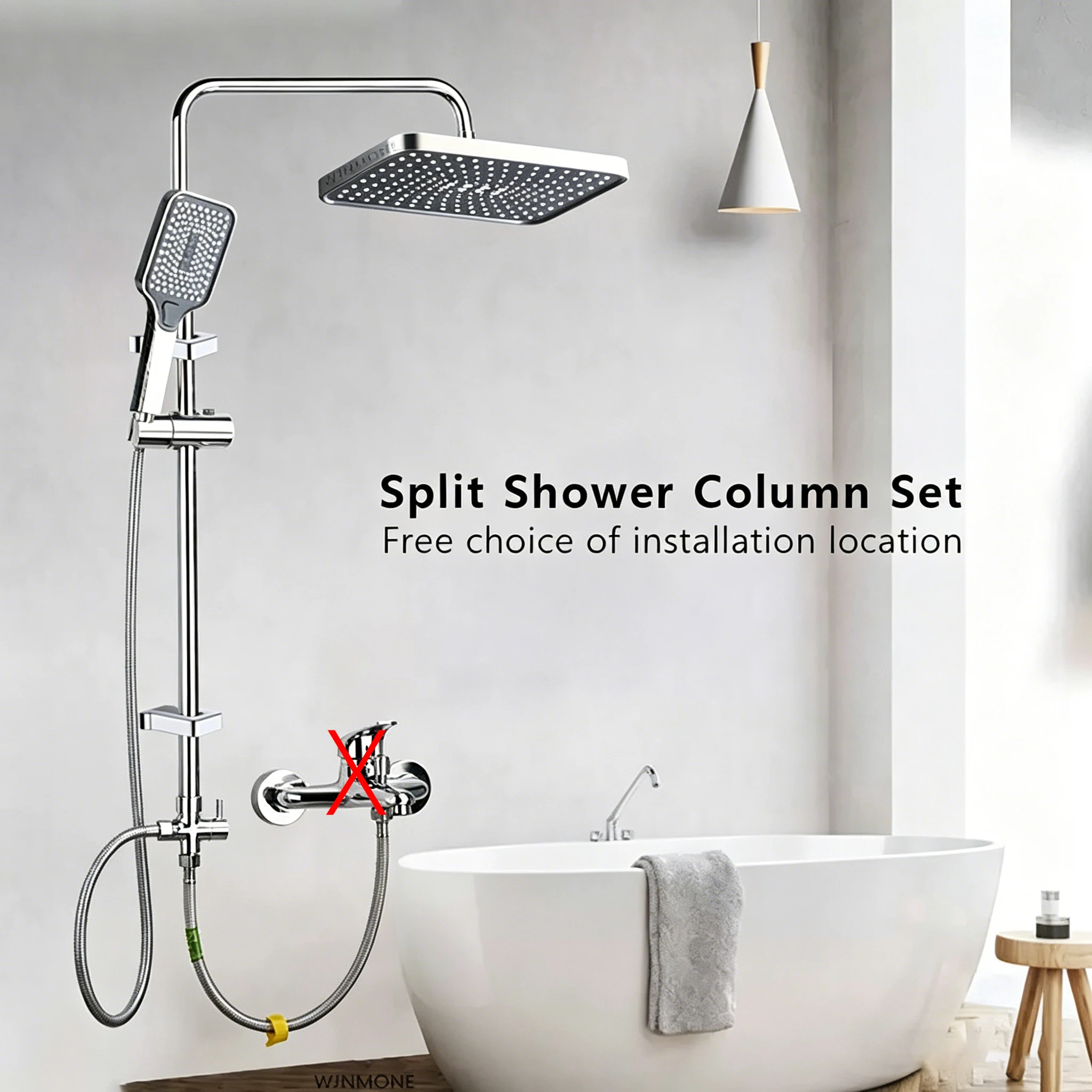 Black Silver Split Shower Column Set for Bathroom Faucet Wall Mounted Bathtub Tap Shower System Set Mixer Shower Tap Accessories