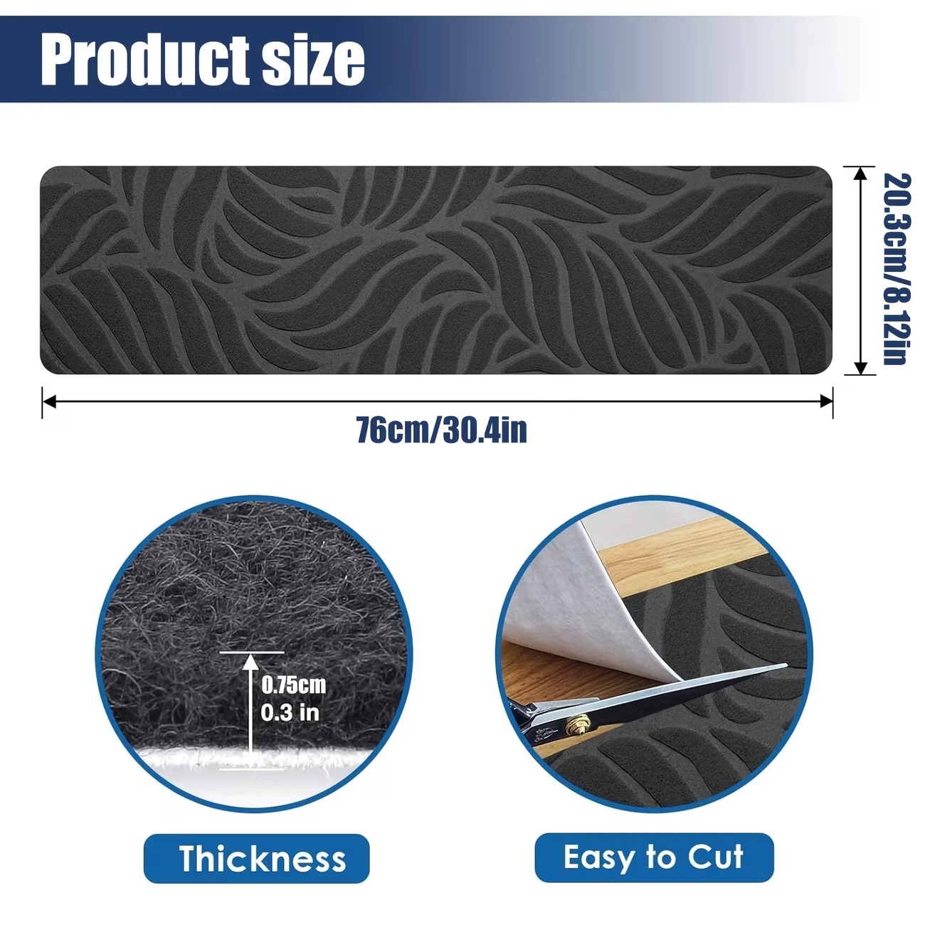 1PC 20x76cm Stair Tread Pads Stair Mat Stair Accessory Pet Non-Slip Anti-Scratch Noise Reduction Home Accessory