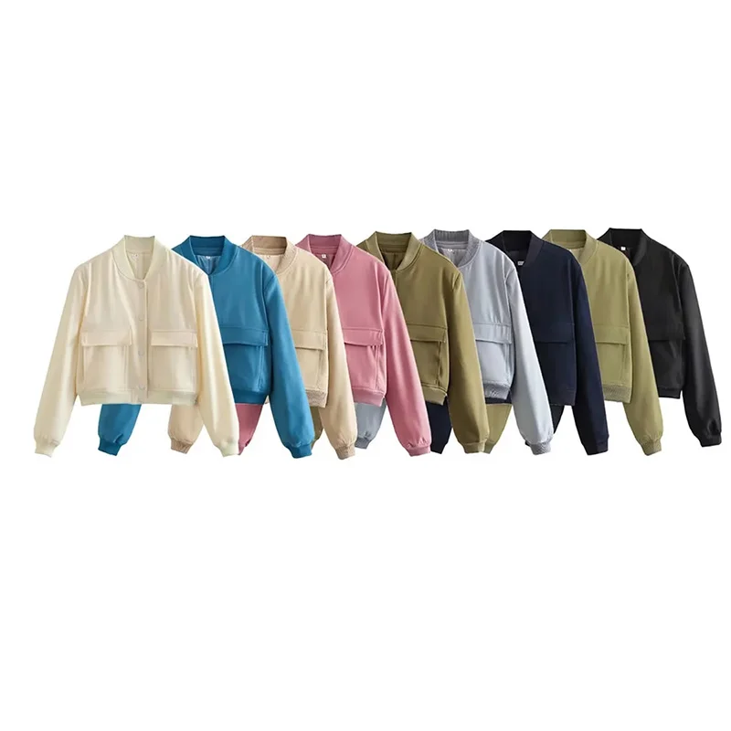 SIYANG Women Fashion With Pockets Bomber Jacket Coats Vintage Long Sleeve Front Button Casual Female Outerwear Chic Tops