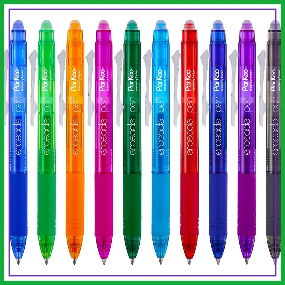 

Retractable Erasable Gel Pens, Fine Point 0.7mm, Assorted Colors, 10-Pack for Drawing Writing
