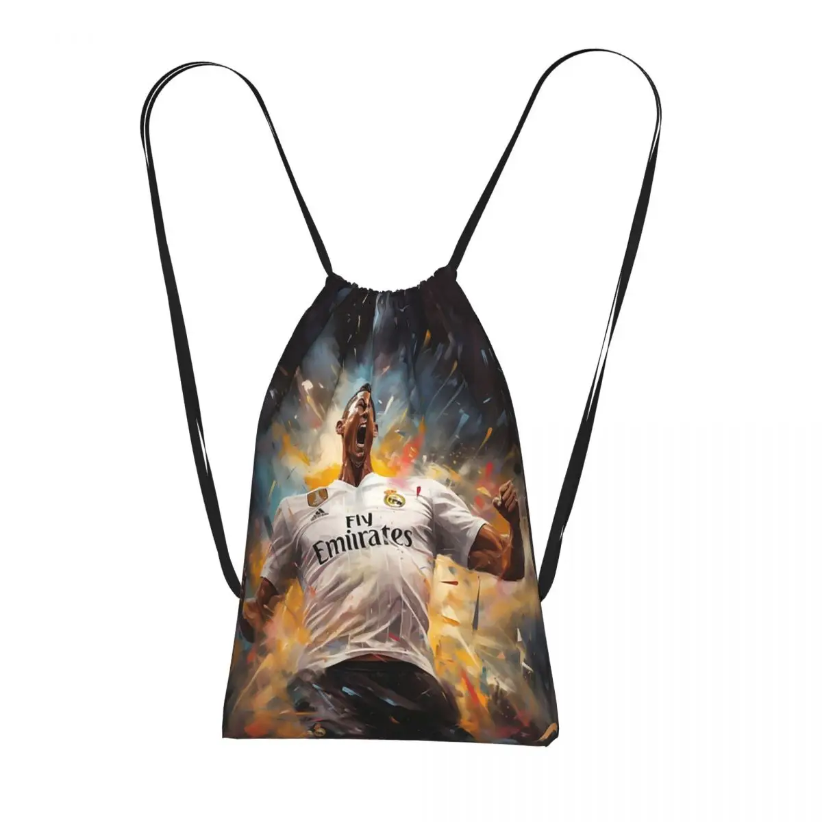 Cristiano Ronaldo Jumps Drawstring Backpack Sports Gym Bag Portable Travel Drawstring Bag for Men Women