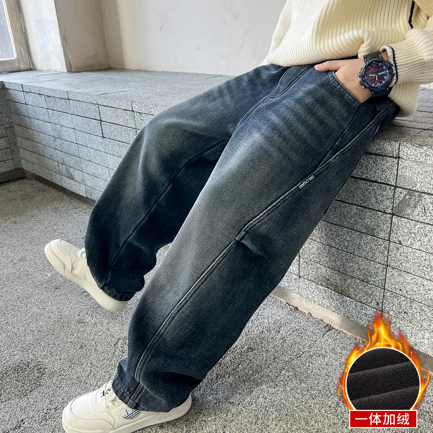 سميكة الصوف الفتيان السراويل الخريف الشتاء فضفاضة الدافئة ملابس الأطفال السراويل الاطفال موضة توين الطلاب ملابس خارجية يومية