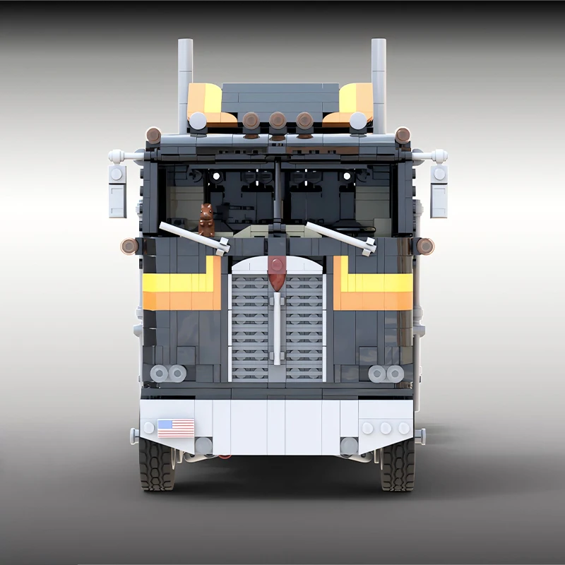 Kenworth 도시 운송 트럭, K100C 엔지니어링 컨테이너 트랙터 덤프 트레일러, MOC 빌딩 블록, 어린이 장난감 세트, 크리스마스 선물