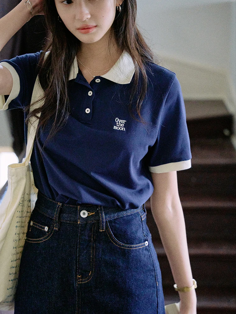 

Jicouture Tennis Girl Embroidered irt Women's Casual Summer College Sle Versatile ort Sve Cotton Polyester Blend