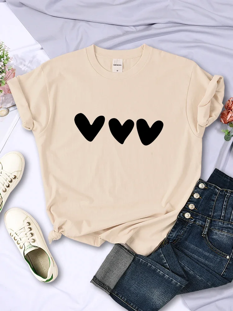 Black Heart Printing Female T-Shirts Personality Street Short Sleeve Tee Clothing Casual Breathable Women Tops