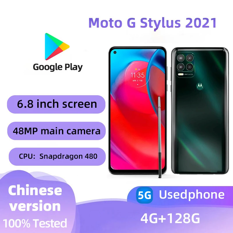 Motorola Moto G Stylus 2021 5g XT2131 SmartPhone Snapdragon 480 6,8 cala Ekran 5000 mAh 48 MP + 16 MP Aparat Oryginalny używany telefon