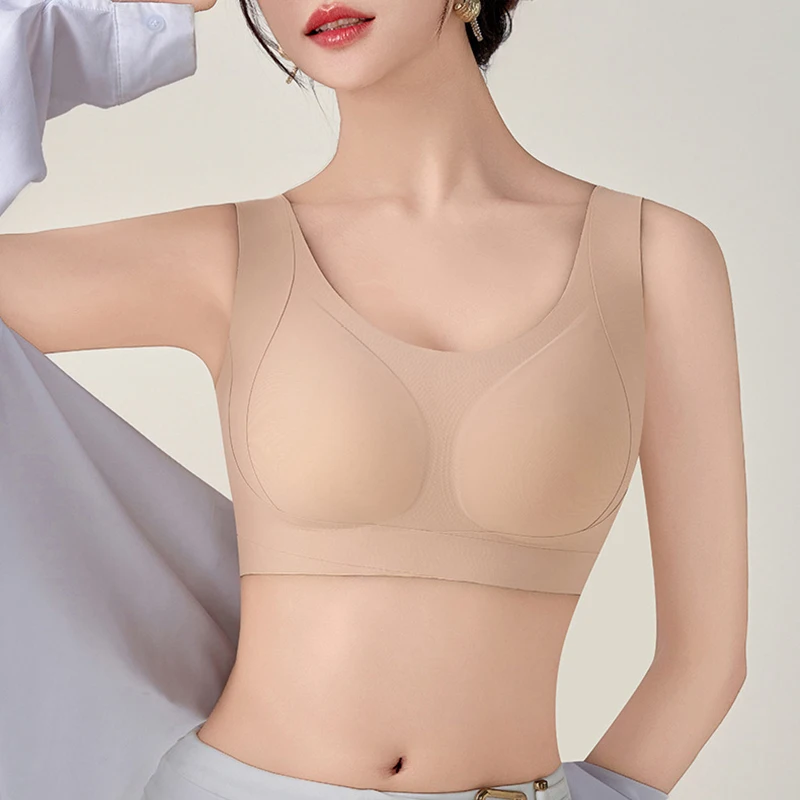 고품질 대형 더블 리프트 심리스 여성 속옷 스포츠 노와이어 쉐이핑 고정컵 스포츠 브라