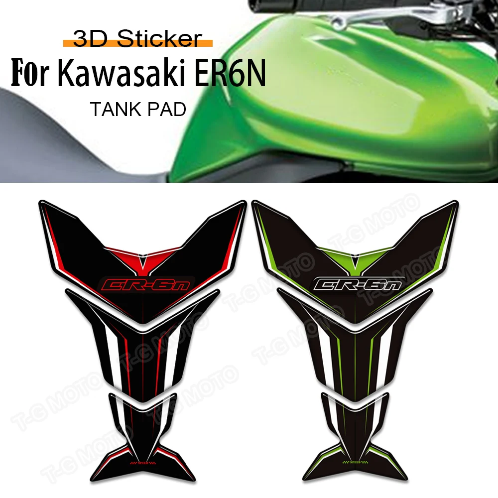 

3D Epoxy Resin Motorcycle Tank Pad For Kawasaki ER6N ER-6N ER 6N Fuel Cover Knee Grip Protective Emblem Stickers Kit