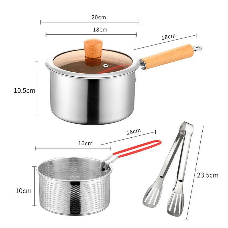 Pentolino Antiaderente In Acciaio Inox 304 Con Manico Singolo, Adatto A Induzione E Gas, Multiuso Per Zuppe E Sughi
