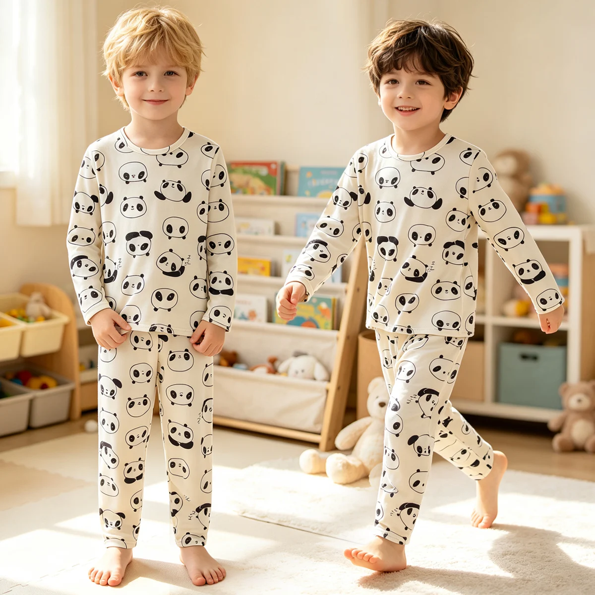 2-teiliges Kinder-Set mit warmem Frühlings-/Herbst-Cartoon-Print, modisch, geeignet für Jungen und Mädchen, lässig und bequem. – Detail 7