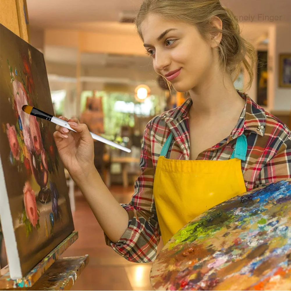 مجموعة فرش طلاء فيلبرت، 6 قطع من فرش الرسم الفنية لطلاء الغواش بألوان مائية وزيت الأكريليك، فرشاة طلاء فنية من النايلون الفاخر